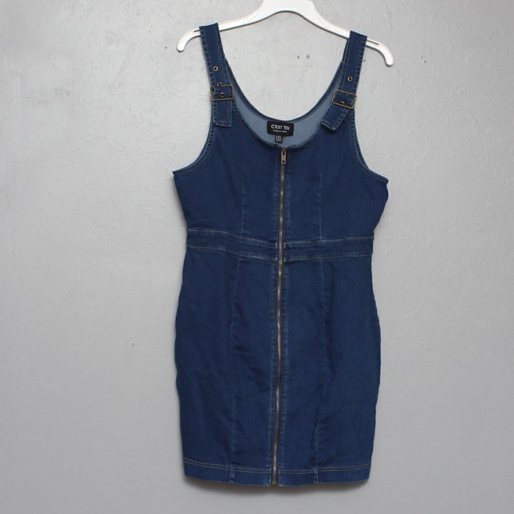C’est Toi denim full zip jean jumper overall dress